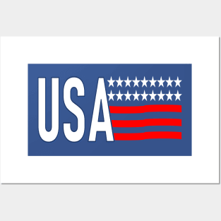 USA (Flag Text) Posters and Art